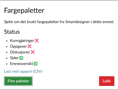 Screenshot of results from an audit.