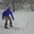 Snow plough - angling the tips of the skis to point in.